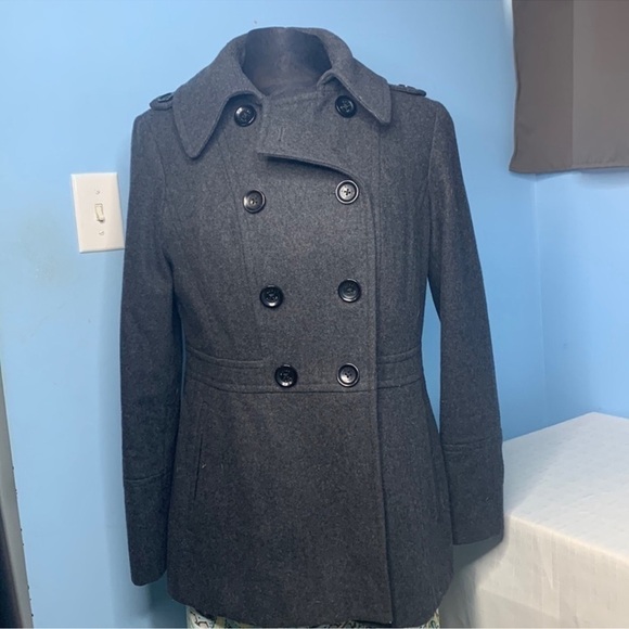 MICHAEL Michael Kors Wool Blend Peacoat Double Breasted in Dark Grey,.Size S. - Picture 2 of 11